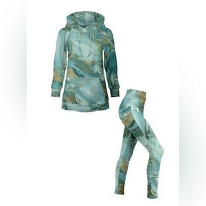 Turquoise and Gold Lily by Firmiana hoodie and leggings